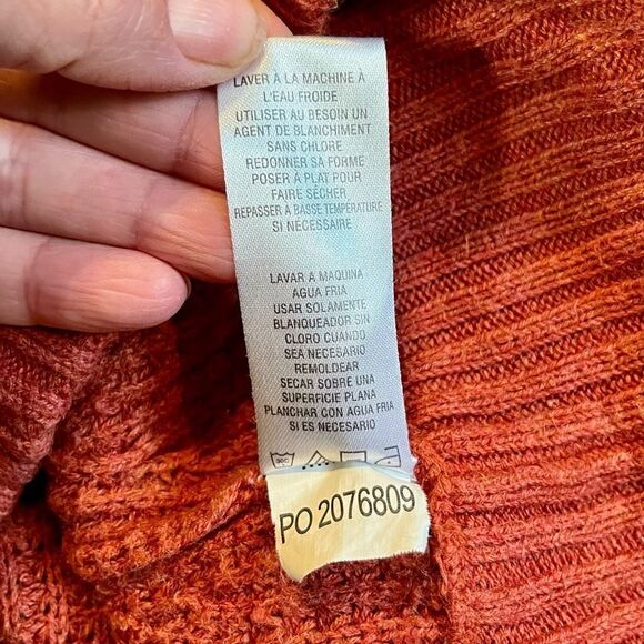 Natural Reflections Orange Waffle V-neck Long Sleeve Sweater Medium - Picture 10 of 10